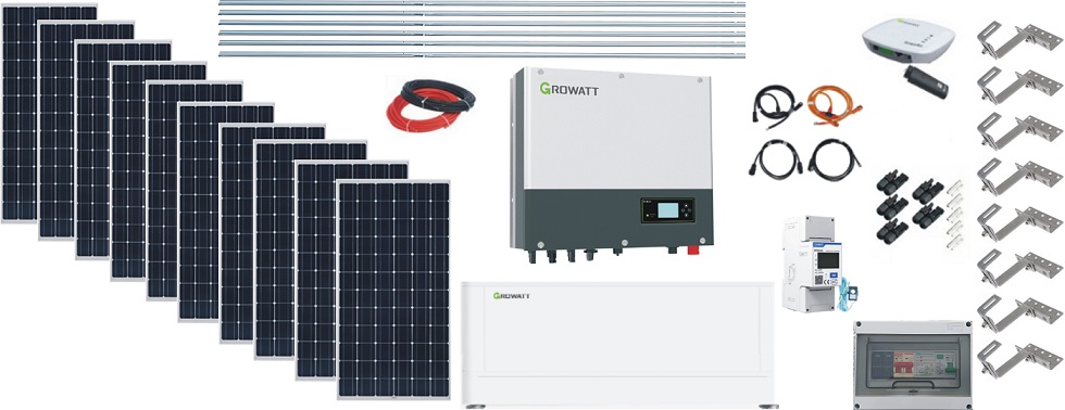 KIT FOTOVOLTAICO GROWATT HIBRIDO COM BATERIA