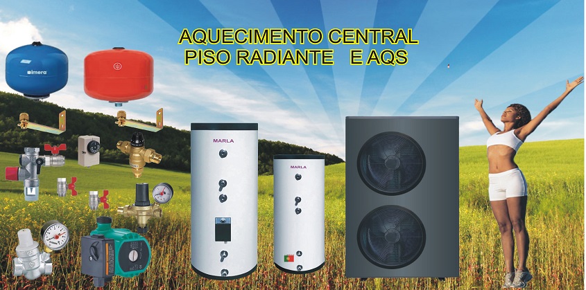 BOMBA DE CALOR AQUECIMENTO CENTRAL PISO RADIANTE E A.Q.S